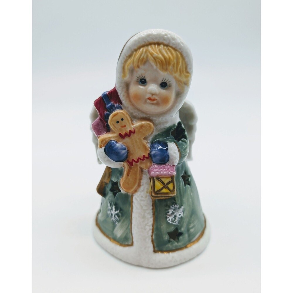 VTG Ceramic Snow Blond Angel Candle Lamp Tea Lite Votive Christmas Winter